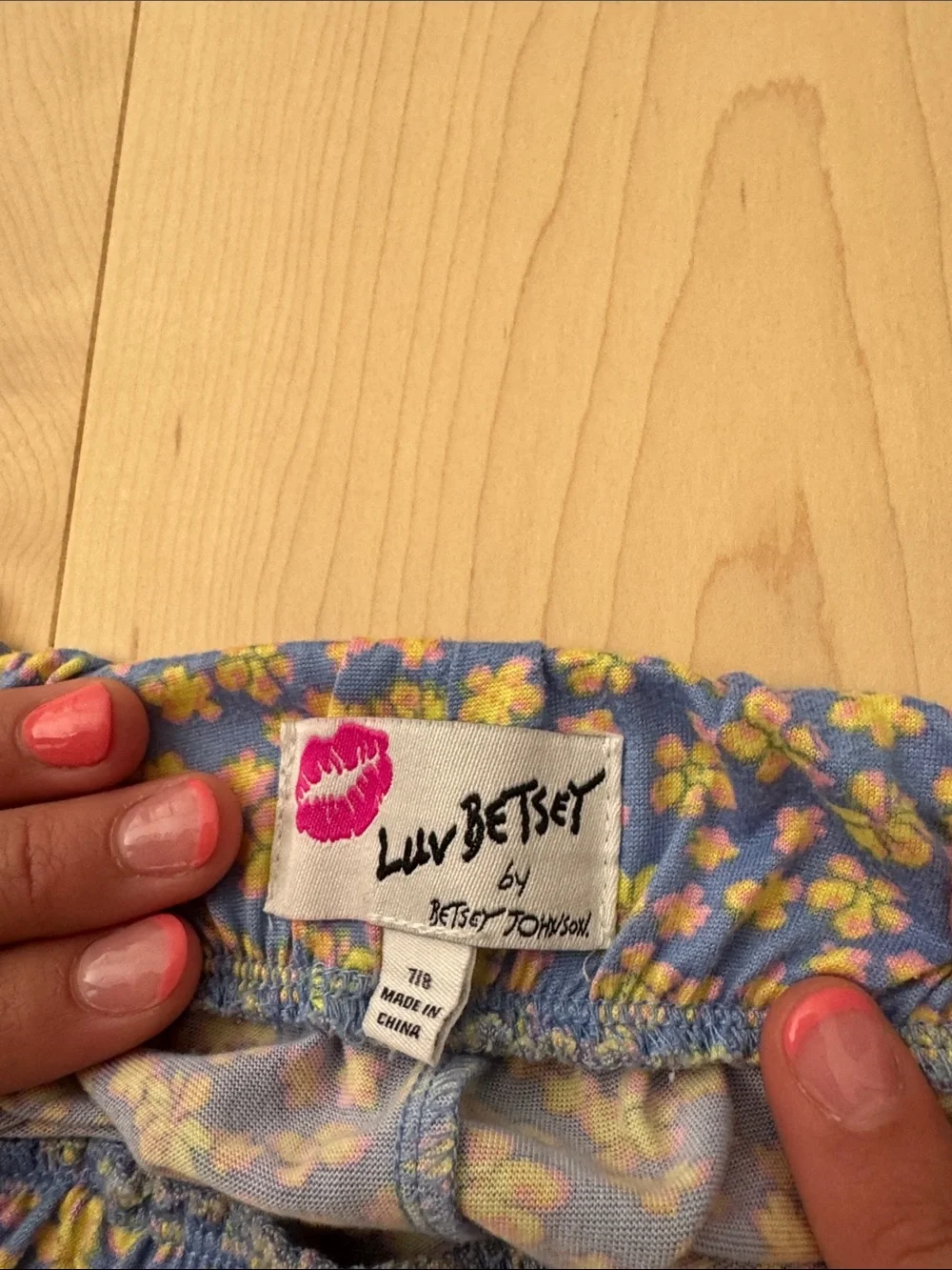 Girls' Pink Bow Pajama Shorts - Blue & Yellow Floral Print